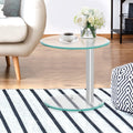 Artiss Oval Coffee Table 45cm Tempered Glass Cafe Side End