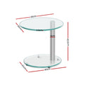 Artiss Oval Coffee Table 45cm Tempered Glass Cafe Side End