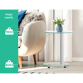 Artiss Oval Coffee Table 45cm Tempered Glass Cafe Side End