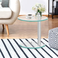 Artiss Oval Coffee Table 45cm Tempered Glass Cafe Side End