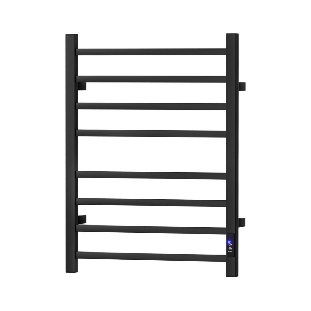 Devanti Heated Towel Rail 8 Square Bars with Timer Electric Heater Warmer Rack