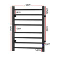 Devanti Heated Towel Rail 8 Bar Electric Timer Warmer Rack