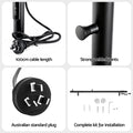Devanti Heated Towel Rail Timer Electric Warmer Vertical Black