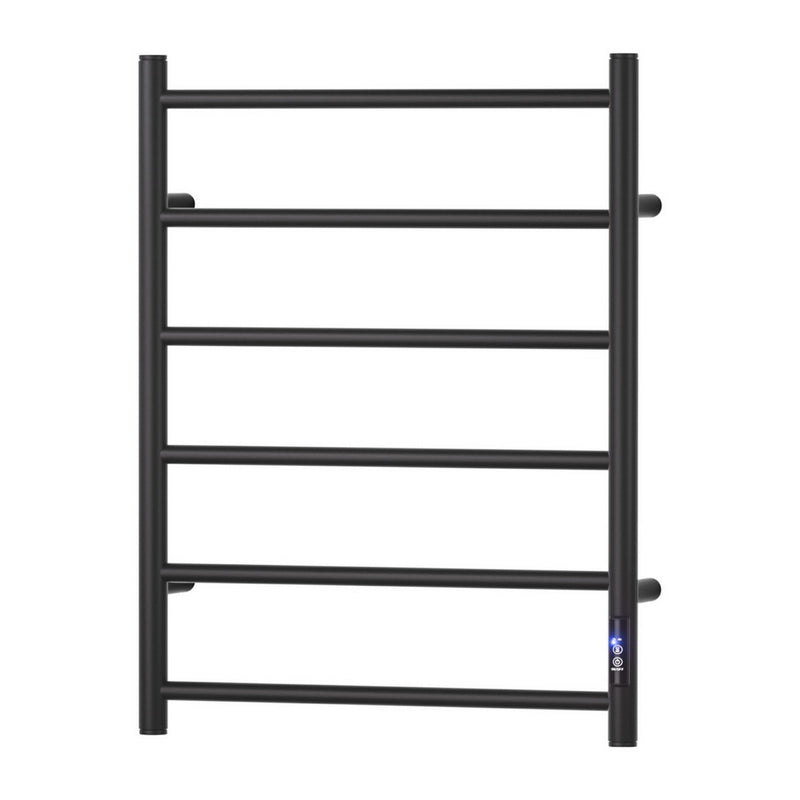 Devanti Heated Towel Rail 6 Round Bars Timer Electric Warmer