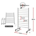 Devanti 10-Bar Freestanding Heated Towel Rail 3-5 Mins Fast Heating Electric Towel Warmer for Bathroom Winter Drying Stainless Steel Plug In 100W