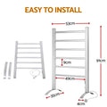 Devanti Electric Heated Towel Rail Aluminium Warmer Rack Bathroom