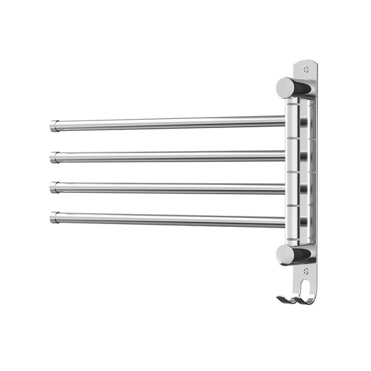 Stainless Steel Towel Rail 4 Bar Wall Mounted Swivel Rack Holder