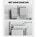 Stainless Steel Towel Rail 4 Bar Wall Mounted Swivel Rack Holder
