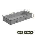 Artiss Under Bed Storage Containers X2 90L Boxes Organiser Clear Top Fabric Grey