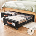 Artiss 2X Under Bed Storage Containers 48L Clothes Organiser Wheels Oxford Black