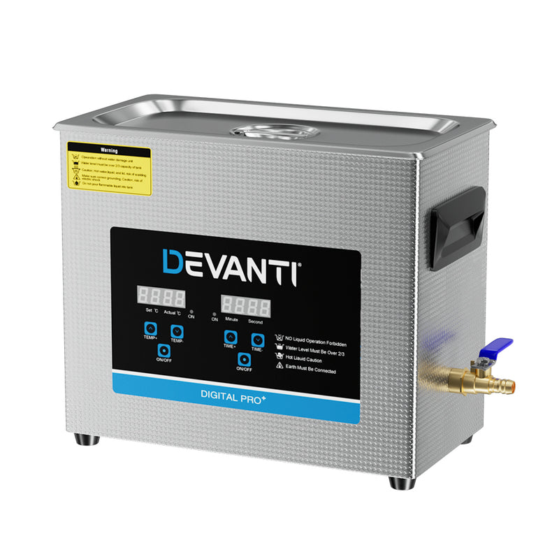 Devanti 6.5L Ultrasonic Cleaner 180W Timer Industrial Heater