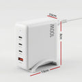 Devanti USB C Charger 100W Fast Charger 4 Port GaN Desktop Station White