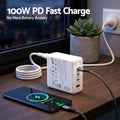 Devanti USB C Charger 100W Fast Charger 4 Port GaN Desktop Station White