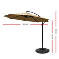 Instahut 3m Cantilever Umbrella Beige w/Base Outdoor Garden Patio