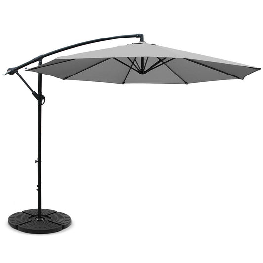 Instahut 3m Cantilever Umbrella Grey w/Base Outdoor Patio