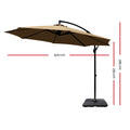 Instahut 3m Cantilever Umbrella with Base Beige Outdoor Parasol