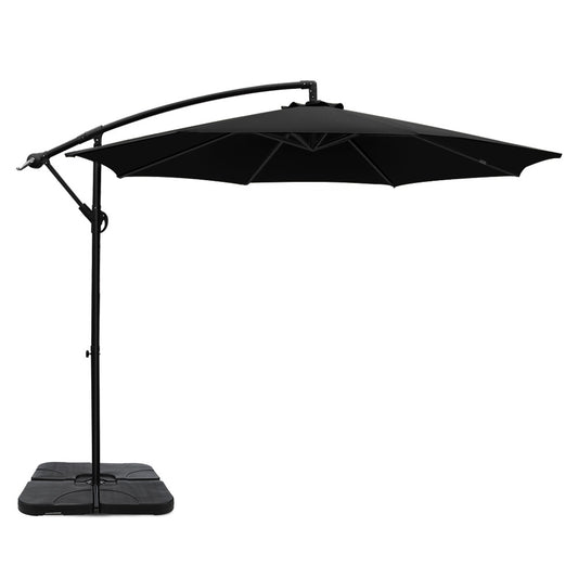 Instahut 3m Cantilever Umbrella Black Outdoor Patio Garden Base