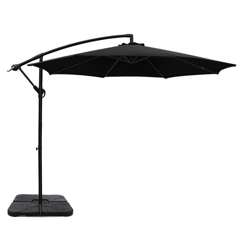 Instahut 3m Cantilever Umbrella Black Outdoor Patio Garden Base