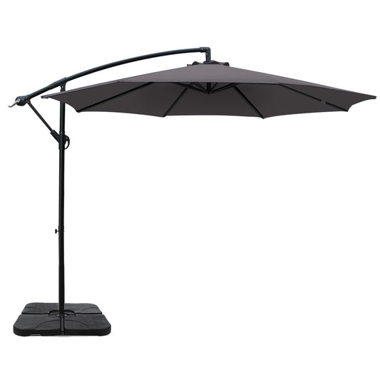 Instahut 3m Cantilever Umbrella Charcoal Outdoor Patio Garden Base
