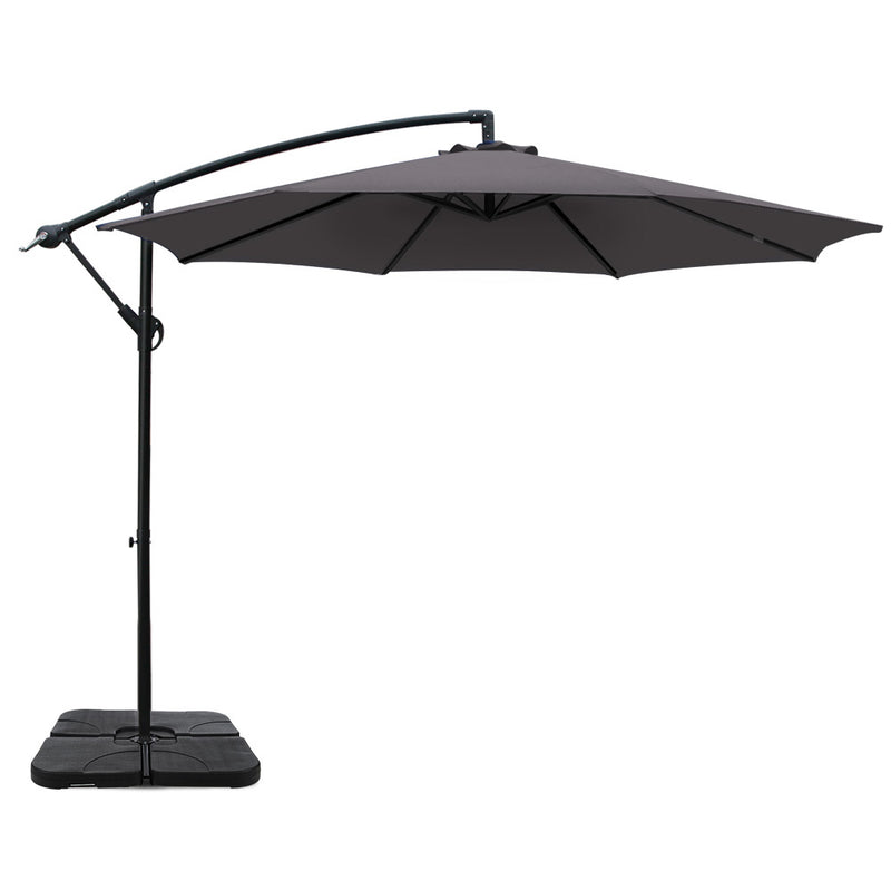 Instahut 3m Cantilever Umbrella Charcoal Outdoor Patio Garden Base