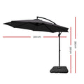 Instahut 3m Cantilever Umbrella Charcoal Outdoor Patio Garden Base