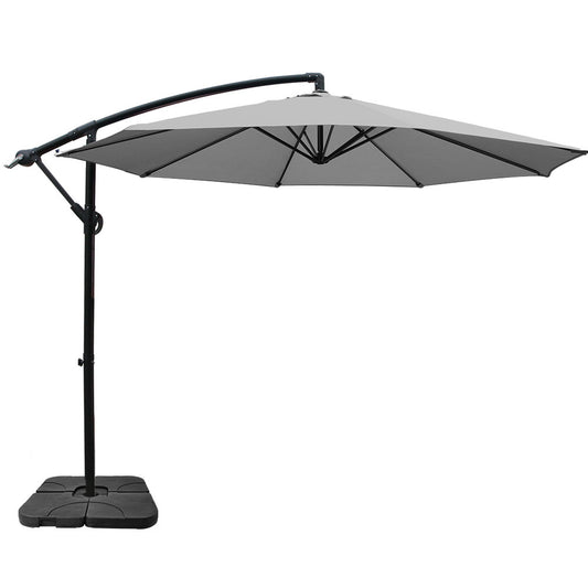 Instahut 3M Cantilever Umbrella UV Grey 50x50cm Base Garden