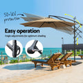 Instahut 3m Cantilever Umbrella w/Base Beige Outdoor Patio