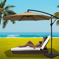 Instahut 3m Cantilever Umbrella w/Base Beige Outdoor Patio