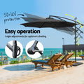 Instahut 3m Cantilever Umbrella Black Outdoor Patio Garden Beach Base