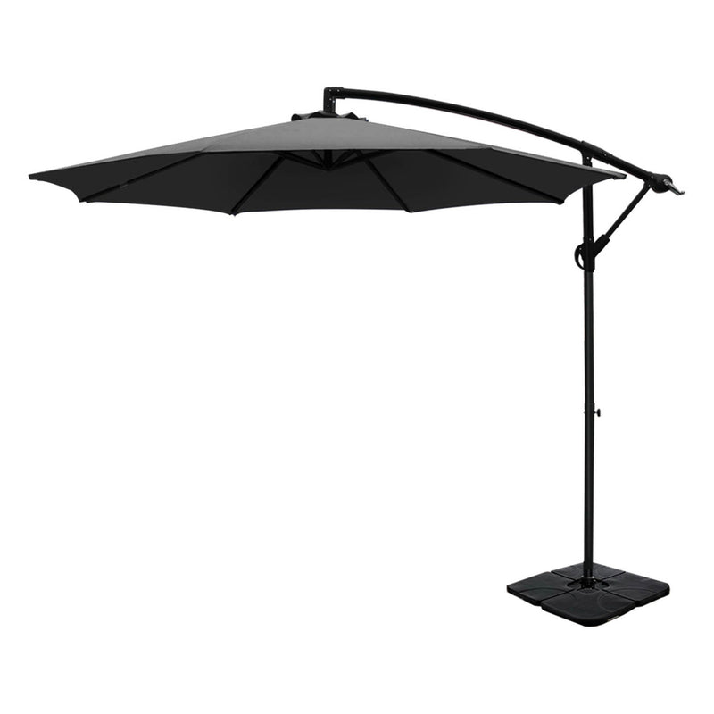 Instahut 3m Cantilever Umbrella Base Outdoor Patio Parasol Charcoal