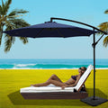 Instahut 3m Cantilever Umbrella w/Base Navy Beach Patio Parasol