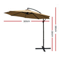 Instahut 3m Cantilever Umbrella Beige Outdoor Patio Garden Beach