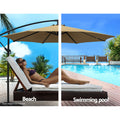 Instahut 3m Cantilever Umbrella Beige Outdoor Patio Garden Beach