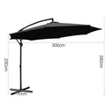 Instahut 3m Cantilever Umbrella Black Outdoor Patio Beach Garden