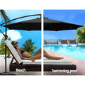 Instahut 3m Cantilever Umbrella Black Outdoor Patio Beach Garden