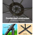 Instahut 3m Cantilever Umbrella Charcoal Outdoor Patio Garden Beach