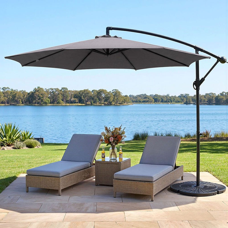 Instahut 3m Cantilever Umbrella Outdoor Garden Patio Beach Grey