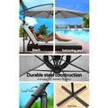 Instahut 3m Cantilever Umbrella Outdoor Garden Patio Beach Grey