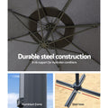 Instahut 3m Cantilever Umbrella Outdoor Garden Patio Beach Grey