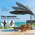 Instahut 3M Cantilever Umbrella LED Charcoal Garden Patio Shade