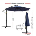 Instahut 3M Cantilever Umbrella LED Light Garden Shade