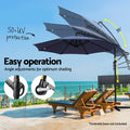 Instahut 3M Cantilever Umbrella LED Light Garden Shade