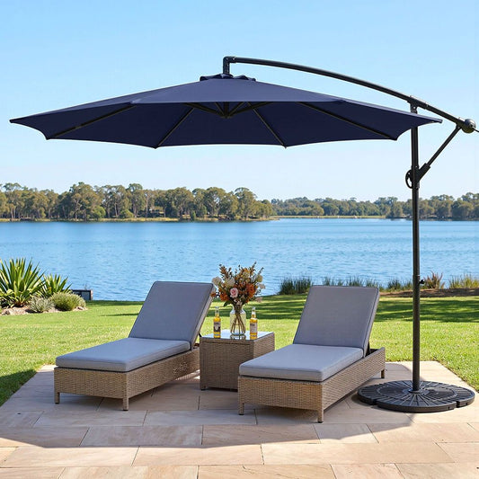 Instahut 3m Cantilever Umbrella Outdoor Navy Beach Patio Garden