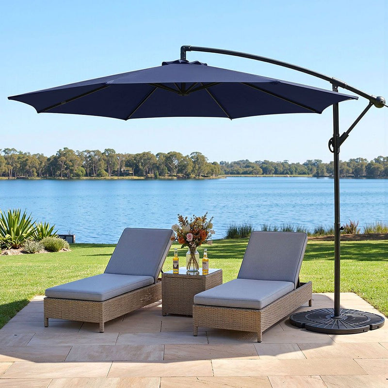 Instahut 3m Cantilever Umbrella Outdoor Navy Beach Patio Garden