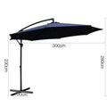 Instahut 3m Cantilever Umbrella Outdoor Navy Beach Patio Garden