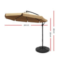 Instahut 3m Cantilever Umbrella Beige w/Base Garden Patio