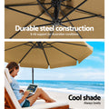 Instahut 3m Cantilever Umbrella Beige w/Base Garden Patio