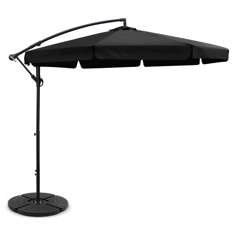 Instahut 3m Cantilever Umbrella Black Outdoor Garden Patio Base