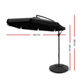 Instahut 3m Cantilever Umbrella Black Outdoor Garden Patio Base