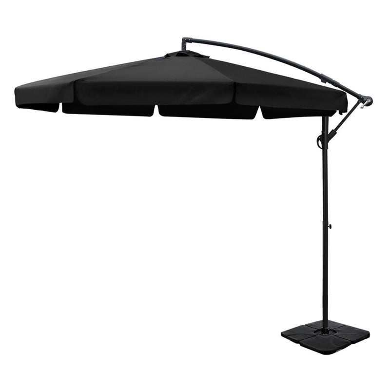 Instahut 3m Cantilever Umbrella Black Outdoor Patio Garden Base